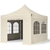 TOOLPORT 3x3 m aluminium, pop up partytelt, 4 sidepaneler, creme