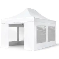 TOOLPORT 3x4,5 m aluminium, pop up partytelt, 4 sidepaneler, hvit