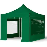 TOOLPORT 3x3 m aluminium, pop up partytelt, 4 sidepaneler, mørkegrønn