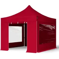 TOOLPORT 3x3 m aluminium, pop up partytelt, 4 sidepaneler, rød