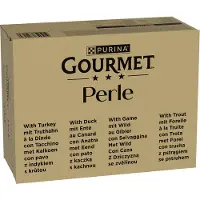 Gourmet Megapakke Perle 96 x 85 g - ørret, kalkun, and, vilt i gelé