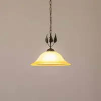 ONLI Mira hengelampe, krem/bronse, glass, Ø 40 cm, E27