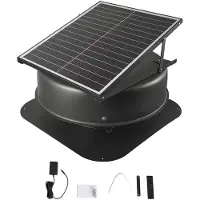 Vevor Takvifte til loft, 42W Smart Solar Takventilasjonsvifte med Termostat, Fjernkontroll, 2800 CFM Luftstrøm Innebygd Børsteløs DC Motor for Kjøling