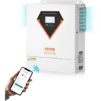 Vevor hybrid solcelleomformer, 3500W, alt-i-ett ren sinusbølge-omformerlader, 24V DC til enfase 220/230V AC, med 100A MPPT solcellekontroller, for off-grid-systemer med blysyrelitiumbatteri