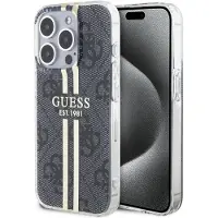 GUESS IML 4G Gold Stripe-etui for iPhone 15 Pro - svart