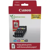 Canon Multipack BK/C/M/Y CLI-526 + 50ark fotopapir