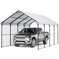Vevor kraftig metallcarport, 12' x 20' utendørs carport med galvanisert stålramme og tak, biltelt og garasjeskjerm med avtakbare sidevegger, flerbruks billy for pickup, båt, bil og traktorer