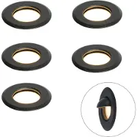 QAZQA Sett med 5 moderne innfelte spotter svart inkl. LED IP67 - Linsey