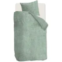Beddinghouse Sengetøy av flanell 140x220 cm - Grågrønt ensfarget sengesett - 100% bomulls flanell - Frost sengetøy