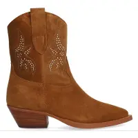 Alpe for woman. 554411 Wester brown leather ankle boots (38), 3 to 5 cm, Zip, Casual