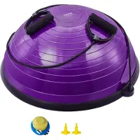 Vevor Halv treningsballtrener, 23 tommers balanseballtrener, 660 lbs stabilitetsball, yogaball med motstandsbånd og fotpumpe, styrketreningsball for hjemmegym, fullkroppstrening, lilla