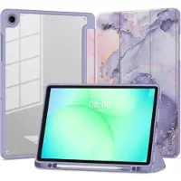Mtp Products Samsung Galaxy Tab A11+/A9+ Tech-Protect SmartCase Pen Hybrid Tri-Fold Folio-etui - Violet Marble