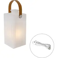 QAZQA Moderne bordlampe hvit flammeeffekt oppladbar IP44 - Stard
