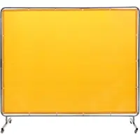 Vevor sveiseskjerm med ramme, 6' x 8' sveisegardinskjerm, flammehemmende vinylsveiseskjerm på 4 svingbare hjul (2 låsbare), bevegelig og profesjonell for verksted/industri, gul