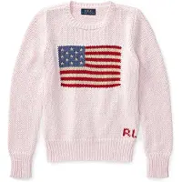 Ralph Lauren Genser - Strikk - Lyserød m. Flagg - - 7 år (122) - Genser
