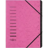 Pagna Office - Klassifikasjonsmappe - 12 rom - 12 deler - for A4 - med fliker - mørk rosa
