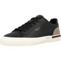 Pepe Jeans for man. PMS300011 Trainers Kenton Campus black (41), Flat, Laces, Casual