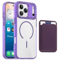 Mtp Products iPhone 17 Pro MagSafe-deksel med kortholder - Lilla / gjennomsiktig