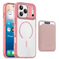 Mtp Products iPhone 17 Pro MagSafe-deksel med kortholder - rosa / gjennomsiktig