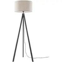 LINDBY gulvlampe Herry, svart, tre, stativ, 153 cm