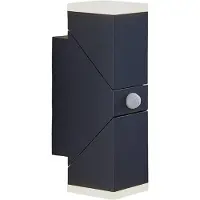 LINDBY LED-vegglampe Sally, 22 cm, antrasitt, IP54, sensor