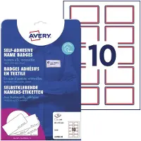 Avery-Zweckform Selvklebende navneskilt L4786-20 Navneskilt, 80x50 mm, A4, hvite med rød ramme - for laserskriver - (20 ark x 10 stk.)