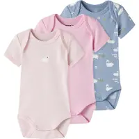 Name it Bodyer k/e - Noos - NbfBody - 3-pack - Endeløs Sky/M/Bal - - 68 - Kortermet body