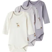 Name it Bodyer I/e - Noos - NbfBody - 3-pack - Lilac Marble/W/Je - - 1 år (80) - Langermet Body
