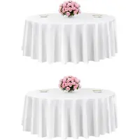 Vevor hvite runde duker, 2-pakning, 120 tommer i diameter, flekk- og rynkebestandige, maskinvaskbare duker, polyesterstoffduker til bryllup, fest, bankett, formelle arrangementer