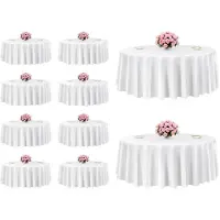 Vevor hvite runde duker 10-pakning, 120 tommer i diameter, flekk- og rynkebestandige, maskinvaskbare duker, polyesterstoffduker til bryllup, fest, bankett, formelle arrangementer
