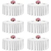 Vevor hvite runde duker 6-pakning, 132 tommer i diameter, flekk- og rynkebestandige, maskinvaskbare duker, polyesterstoffduker til bryllup, fest, bankett, formelle arrangementer