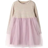 Name it Kjole - Rib/Tyl - NmfTaias - Dawn Rosa/Cloud Danser - - 3 år (98) - Kjole