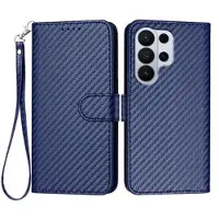 Mtp Products Samsung Galaxy S26 Ultra Premium lommebokveske med stropp - karbonfiberstruktur - Karbonblå