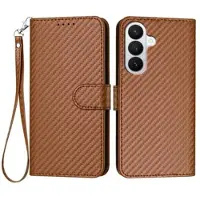 Mtp Products Samsung Galaxy S26 Pro Premium lommebokveske med stropp - karbonfiberstruktur - Karbonkaffe