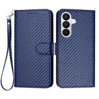 Mtp Products Samsung Galaxy S26 Pro Premium lommebokveske med stropp - karbonfiberstruktur - Karbonblå