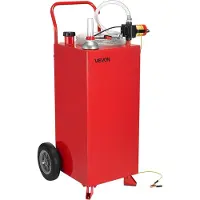 Vevor 30 gallon drivstoffbeholder, maks. gjennomstrømning 32 l/min, bensin- og dieseltank med elektrisk pumpe, bærbar drivstofftank med 2 hjul og 10 fot slange, bensinbeholder for ATV, bil, gressklipp