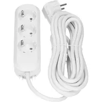 Bachmann stikkontaktlist SMART 3-veis, hvit 5,0 m, uten bryter
