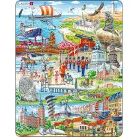 Larsen Puzzles Puslespill Attraksjoner Danmark - 140 brikker, Maxi 2D Puslespill
