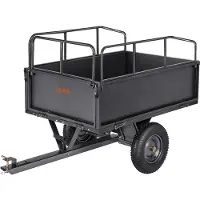 Vevor Hagetilhenger, 17 kubikkfot og 272 kg kapasitet, ATV UTV-transporttilhenger, tauing bak ståltippvogn med 16-tommers dekk, håndtrekk eller fotpedal, kraftige hagetilhengere for gressklipper og tr
