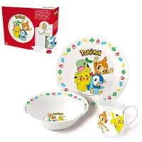Stor Pokémon Morsomt Keramikkbolle Tallerken Og Krus Lunsjbagsett