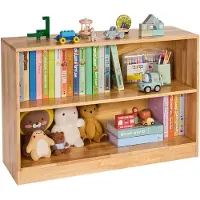 Vevor Montessori bokhylle, 870 mm bred leketøysarrangør, 2-etasjes oppbevaringsskap for barn, barnehagemøbler, barnebokhylle for soverom, barnerom, stue, inngang, førskole, brun