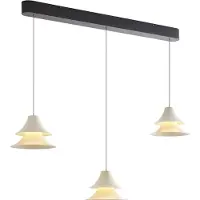 QAZQA Pendellampe svart med beige inkl. LED 3-trinns dimbar 3-lys Easylift - Witch