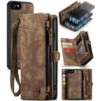 CASEME iPhone 7/8/SE (2020)/SE (2022) 008 2-i-1 Multifunksjonell Lommebok-deksel - Brun