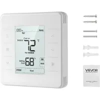 Vevor 7-dagers programmerbar termostat, hjemmetermostater for varmepumpe, klimaanlegg, gulvvarme, LED-skjerm med bakgrunnsbelysning og 1 kjøling + 1 varme, energieffektiv, bredt temperaturområde, hvit