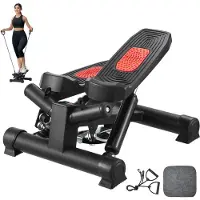 Vevor Trappestepper, Mini Stepper for trening hjemme, Hydraulisk Fitness Vri-Stepper med Motstandsbånd, Full Body Workout Cardio Utstyr, Trappeklatrer med LCD-skjerm, 330lbs Lastekapasitet
