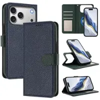 Mtp Products iPhone 17 Pro/18 Pro avtakbar lommebokveske med MagSafe, RFID-beskyttelse og håndrem - blå / grønn