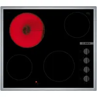 Bosch Serie | 2 PKE645CA2E - Keramisk koketopp - 4 plater - Nisje - bredde: 56 cm - dybde: 49 cm - med rustfritt stål - svart/rustfritt stål