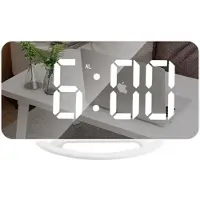 Mtp Products LED-vekkerklokke med Digital Skjerm og Speil TS-8201 - Hvit