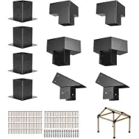 Vevor Pergola-sett, 4x4 tommers pergolabrakett med spisstak for 92 x 92 mm tømmer i faktisk størrelse, 3-veis/4-veis paviljongbrakett med stolpebaser og mønebraketter for utendørs pergolaer, paviljong