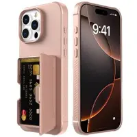 Mtp Products iPhone 16 Pro Hybrid-deksel med Speil og Kortholder - Rosa